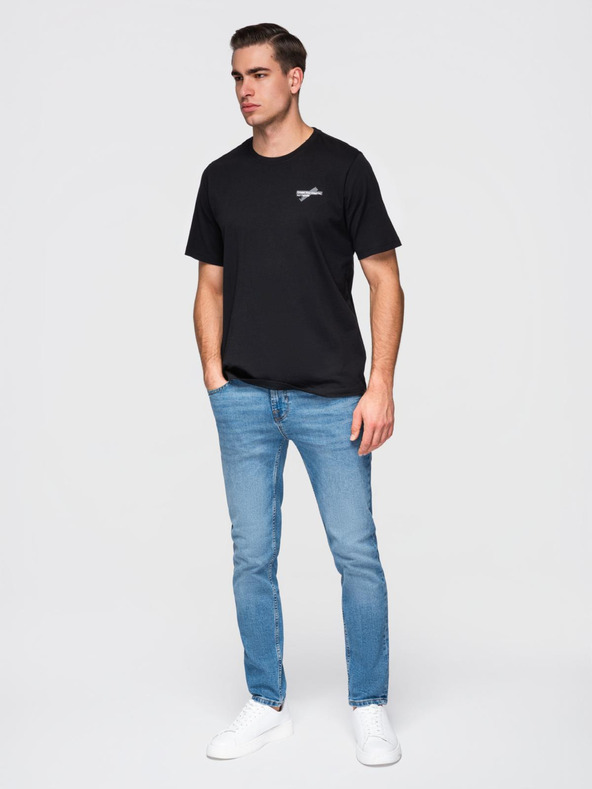 Ombre Clothing Férfi póló kis nyomattal a mellkason - fekete V2 OM-TSPT-0258 Ombre Clothing