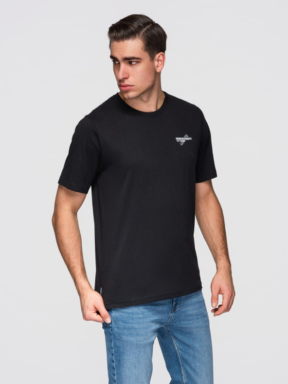 Ombre Clothing Férfi póló kis nyomattal a mellkason - fekete V2 OM-TSPT-0258 Ombre Clothing