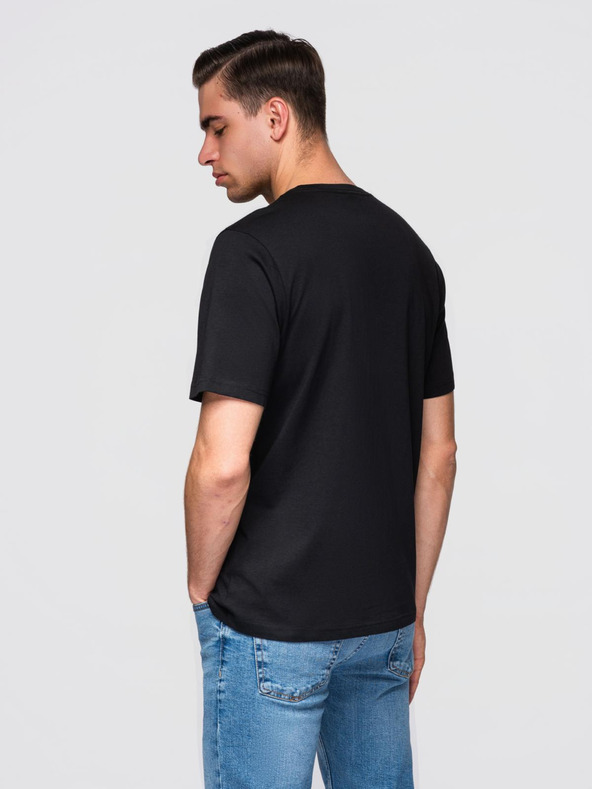 Ombre Clothing Férfi póló kis nyomattal a mellkason - fekete V2 OM-TSPT-0258 Ombre Clothing