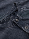 Ombre Clothing Férfi mosott hatású póló gombokkal a nyakkivágásnál - sötétkék V2 OM-TSWT-0150 Ombre Clothing