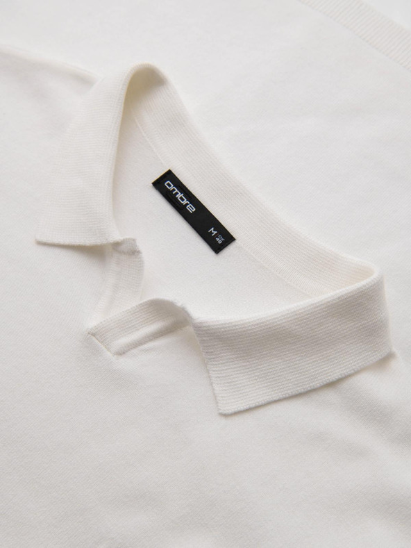 Ombre Clothing Férfi polo pulóver hímzéssel a mellkason - fehér V2 OM-POLS-0140 Ombre Clothing