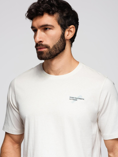 Ombre Clothing Férfi kis nyomatú póló a mellkason - fehér V3 OM-TSPT-0258 Ombre Clothing