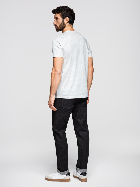 Ombre Clothing Férfi pamut teljes mintás nyomatú póló "ombre" felirattal a mellkason - fehér V2 OM-TSFP-0263 Ombre Clothing