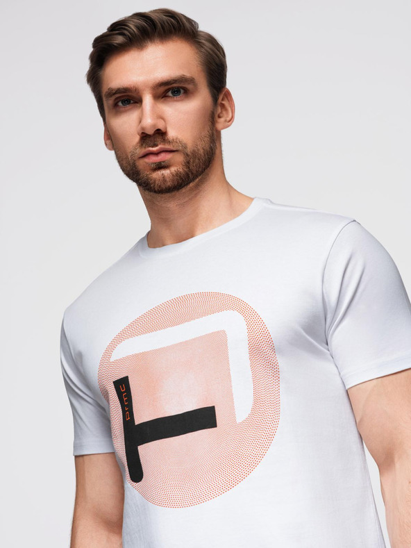 Ombre Clothing Férfi nagyobb nyomatú póló - fehér V1 OM-TSPT-0245 Ombre Clothing