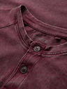 Ombre Clothing Férfi mosott hatású póló gombokkal a nyakkivágásnál - burgundy V3 OM-TSWT-0150 Ombre Clothing