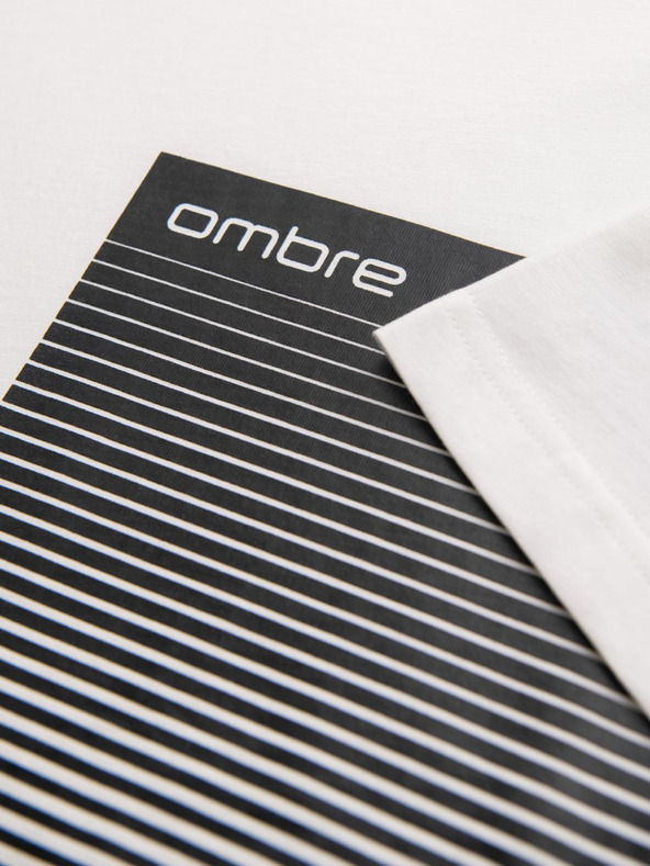 Ombre Clothing Férfi pamut póló grafikus nyomattal - fehér V1 OM-TSPT-0246 Ombre Clothing