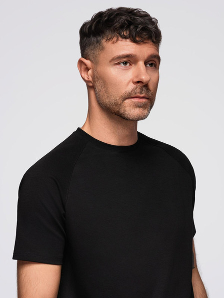 Ombre Clothing Férfi COMFORT FIT póló raglan ujjakkal - fekete V2 OM-TSCT-0240 Ombre Clothing