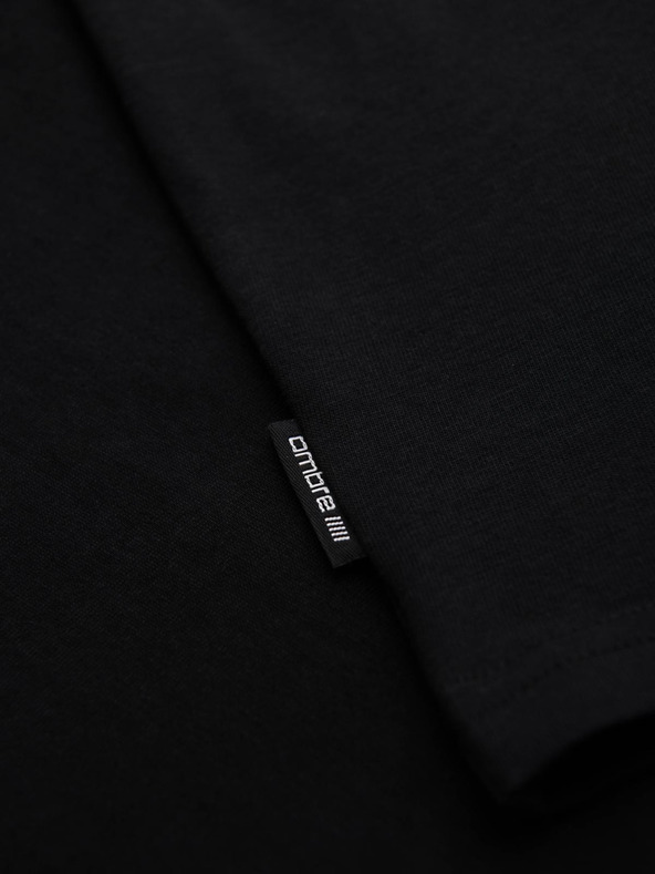 Ombre Clothing Férfi pamut póló geometrikus nyomattal - fekete V1 OM-TSPT-0260 Ombre Clothing