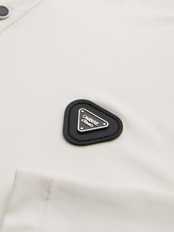 Ombre Clothing Hosszú ujjú galléros póló elegáns márkás gombokkal - krém V2 OM-POLS-0139 Ombre Clothing