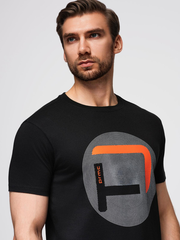 Ombre Clothing Férfi nagyobb nyomatú póló - fekete V2 OM-TSPT-0245 Ombre Clothing