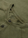 Ombre Clothing Férfi mosott hatású póló gombokkal a nyakkivágásnál - olívazöld V4 OM-TSWT-0150 Ombre Clothing