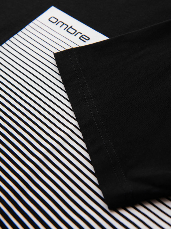 Ombre Clothing Férfi pamut póló grafikus nyomattal - fekete V2 OM-TSPT-0246 Ombre Clothing