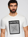 Ombre Clothing Férfi pamut póló geometrikus nyomattal - fehér V2 OM-TSPT-0260 Ombre Clothing