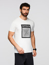 Ombre Clothing Férfi pamut póló geometrikus nyomattal - fehér V2 OM-TSPT-0260 Ombre Clothing