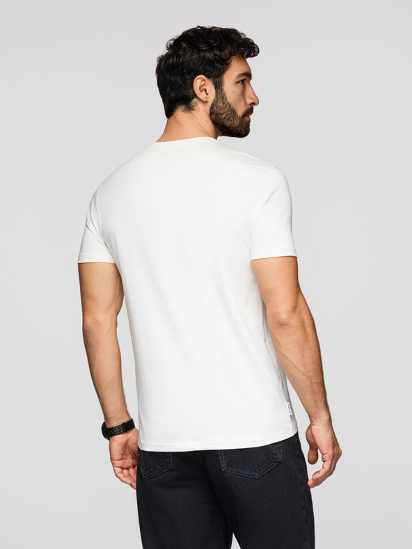 Ombre Clothing Férfi pamut póló geometrikus nyomattal - fehér V2 OM-TSPT-0260 Ombre Clothing