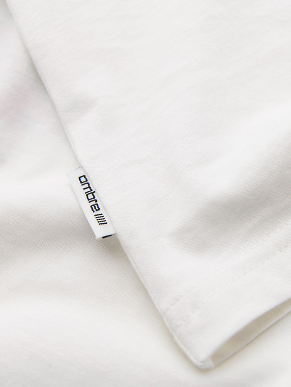 Ombre Clothing Férfi pamut póló geometrikus nyomattal - fehér V2 OM-TSPT-0260 Ombre Clothing