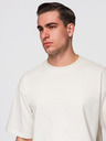 Ombre Clothing Férfi pamut LOOSE FIT póló kerek nyakkivágással - ecru V2 OM-TSBC-0267 Ombre Clothing