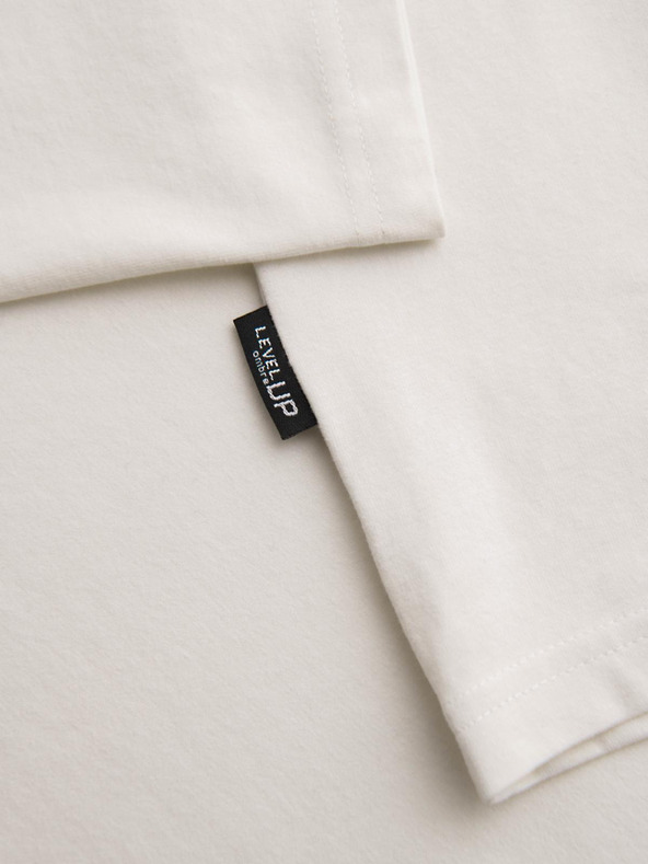 Ombre Clothing Férfi pamut LOOSE FIT póló kerek nyakkivágással - ecru V2 OM-TSBC-0267 Ombre Clothing