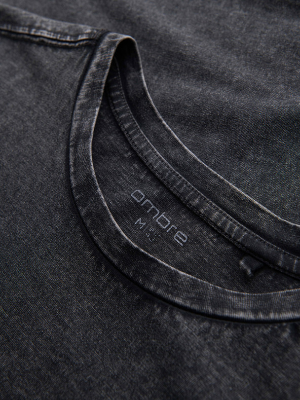 Ombre Clothing Férfi mosott hatású póló - fekete V1 OM-TSWT-0116 Ombre Clothing