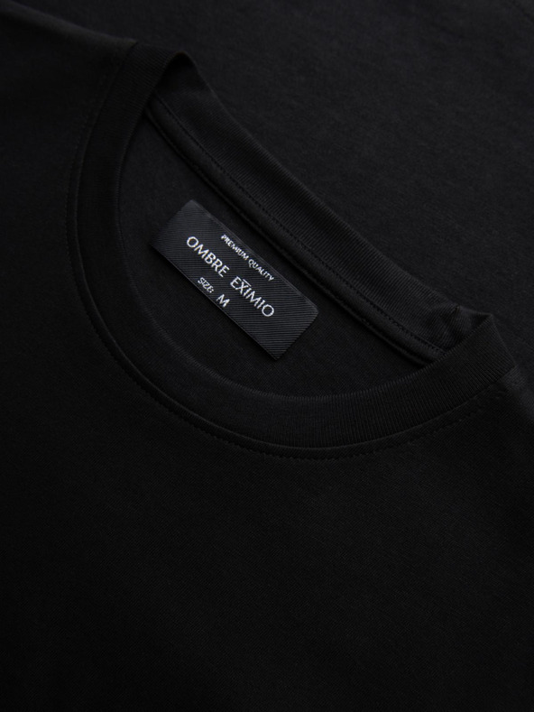 Ombre Clothing Férfi pamut póló ékszer applikációval a mellkason - fekete V1 OM-TSCT-0290 Ombre Clothing