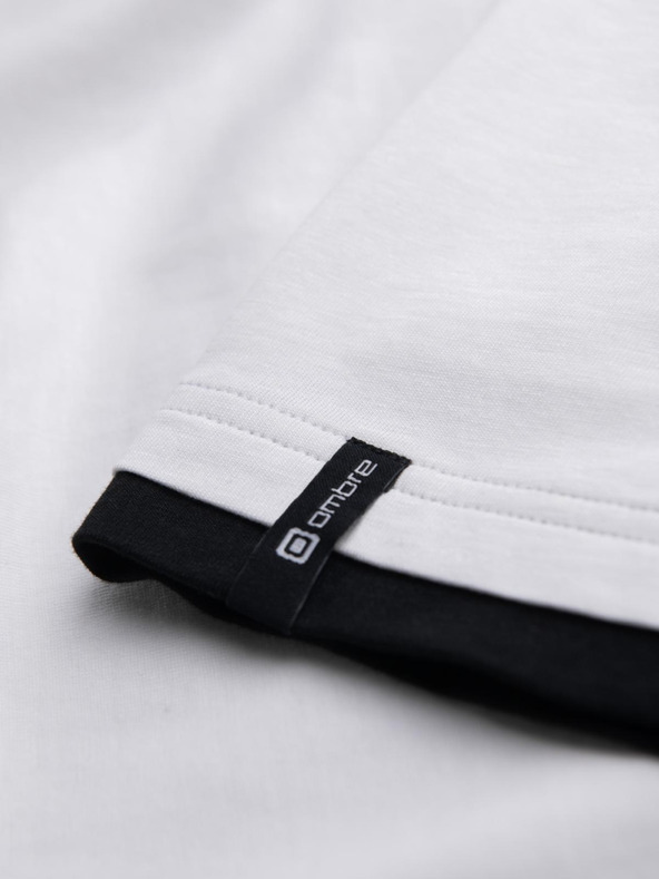 Ombre Clothing Férfi pamut kapucnis póló - fehér V1 OM-TSCT-0256 Ombre Clothing