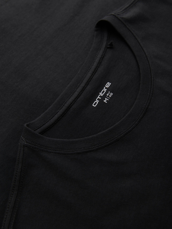 Ombre Clothing Férfi pamut póló érdekes mellnyomattal - fekete V1 OM-TSPT-0261 Ombre Clothing