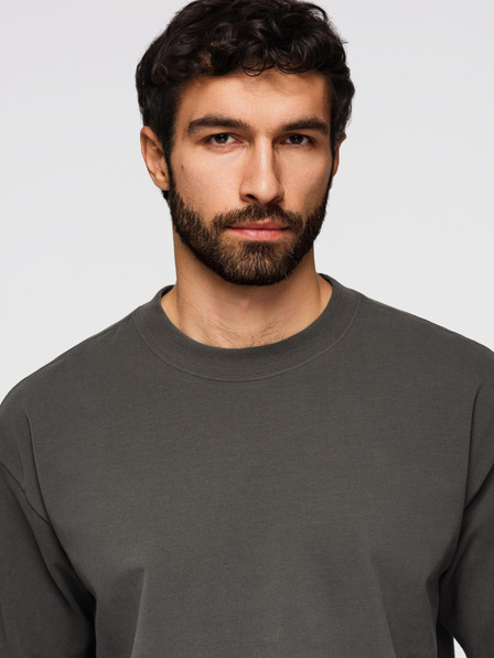 Ombre Clothing Férfi pamut LOOSE FIT póló kerek nyakkivágással - szürkezöld V3 OM-TSBC-0267 Ombre Clothing