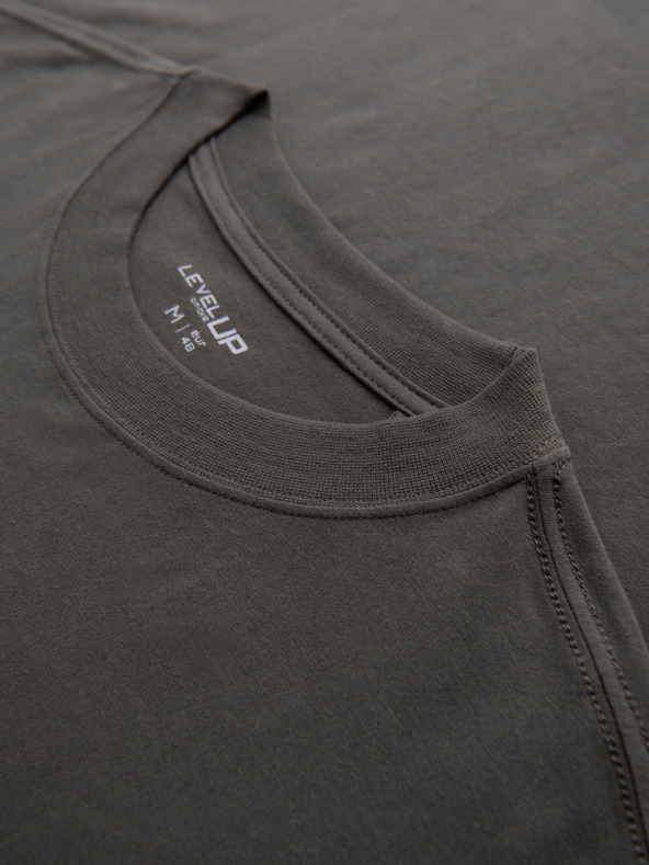 Ombre Clothing Férfi pamut LOOSE FIT póló kerek nyakkivágással - szürkezöld V3 OM-TSBC-0267 Ombre Clothing