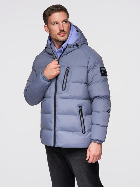 Ombre Clothing Férfi melegített steppelt kabát raglan ujjakkal - faded purple V6 OM-JAHP-0302 Ombre Clothing