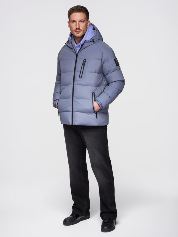 Ombre Clothing Férfi melegített steppelt kabát raglan ujjakkal - faded purple V6 OM-JAHP-0302 Ombre Clothing