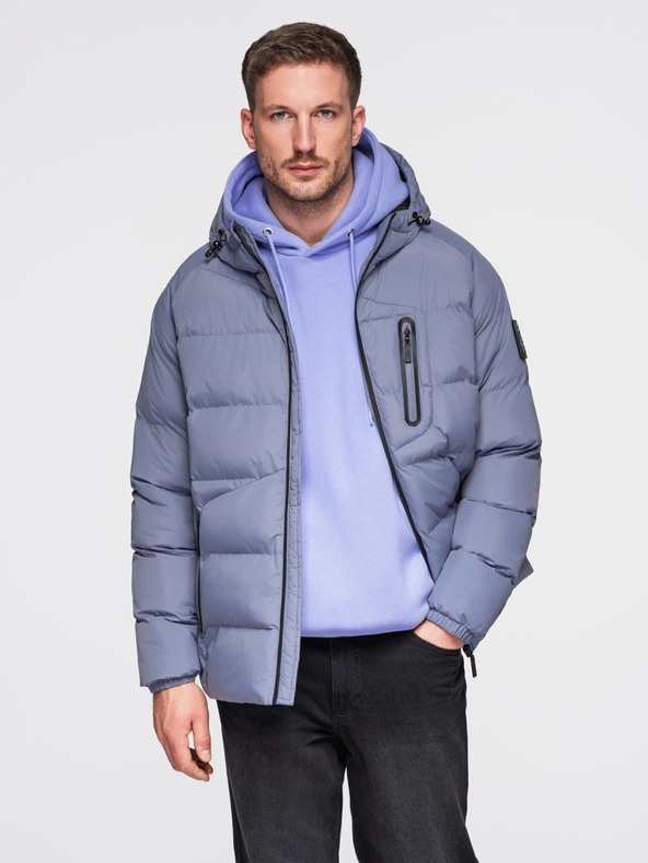 Ombre Clothing Férfi melegített steppelt kabát raglan ujjakkal - faded purple V6 OM-JAHP-0302 Ombre Clothing