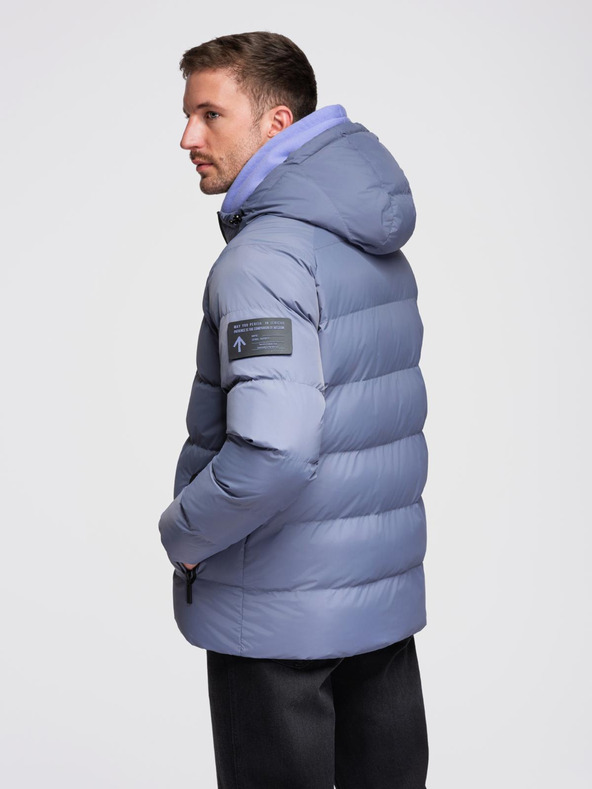 Ombre Clothing Férfi melegített steppelt kabát raglan ujjakkal - faded purple V6 OM-JAHP-0302 Ombre Clothing