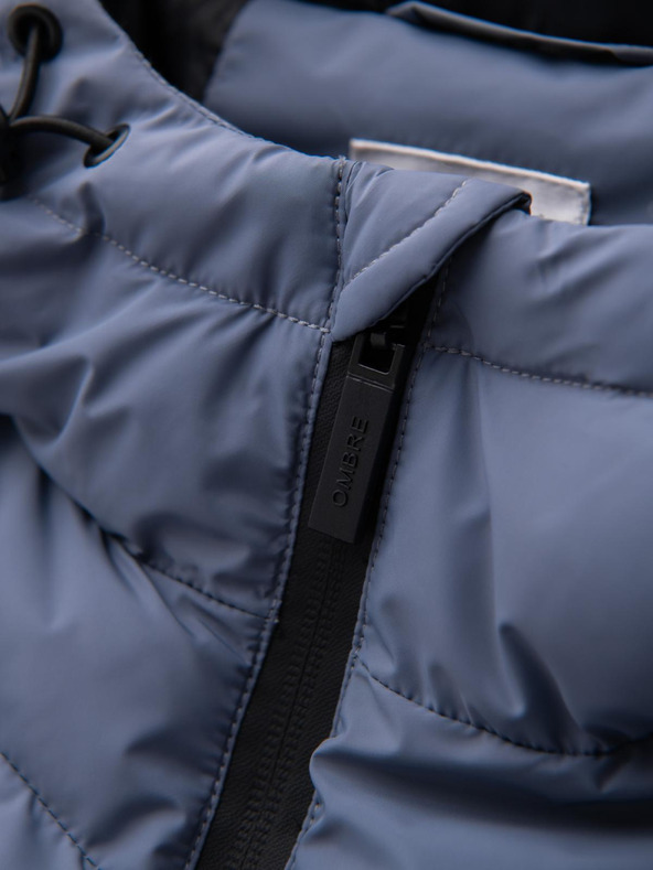 Ombre Clothing Férfi melegített steppelt kabát raglan ujjakkal - faded purple V6 OM-JAHP-0302 Ombre Clothing