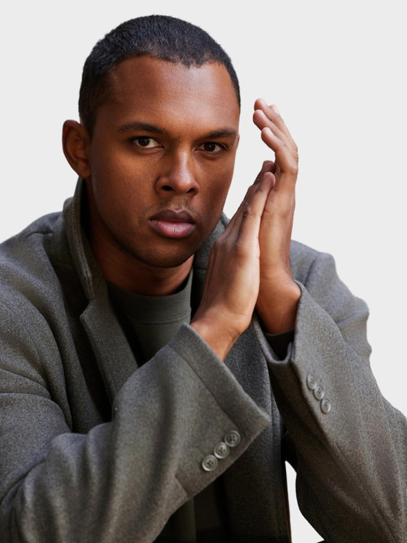 Ombre Clothing Férfi könnyű egysoros kabát - grafitkhaki V6 OM-COWC-0104 Ombre Clothing