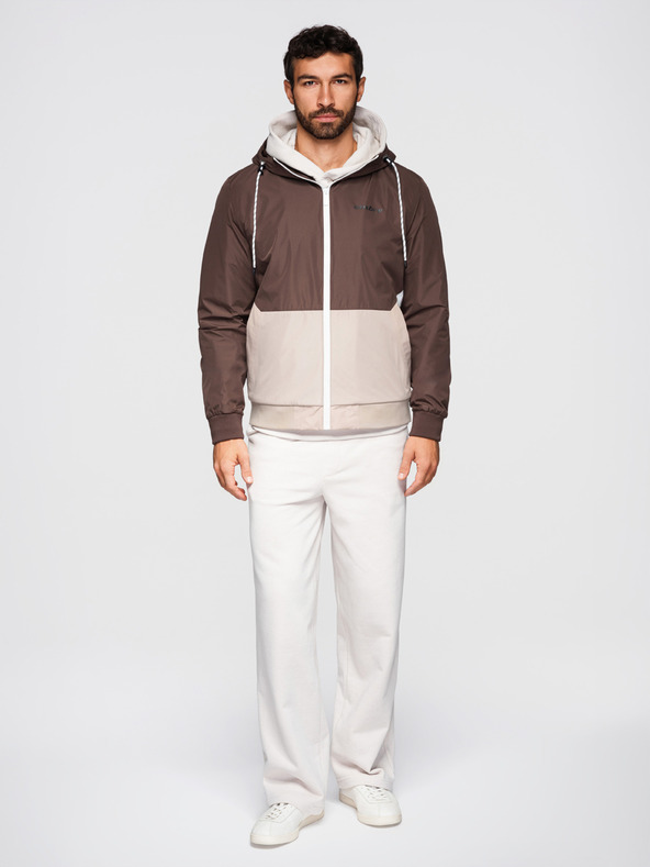 Ombre Clothing Férfi könnyű kabát regular fit béléssel és kapucnival - barnabézs V1 OM-JANP-0242 Ombre Clothing