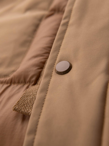 Ombre Clothing Férfi hosszú steppelt kabát nagy zsebekből - bézs V2 OM-JALJ-0308 Ombre Clothing