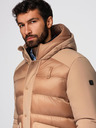 Ombre Clothing Férfi hosszú steppelt kabát nagy zsebekből - bézs V2 OM-JALJ-0308 Ombre Clothing