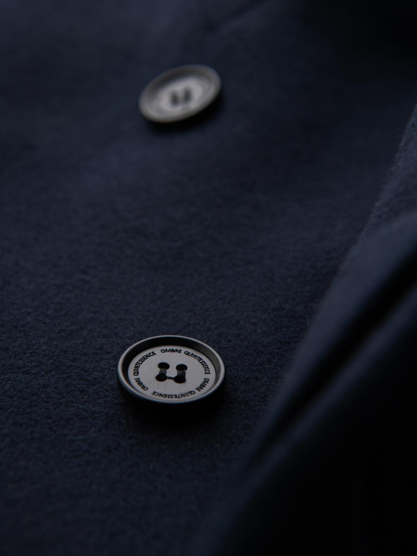 Ombre Clothing Férfi kabát aszimmetrikus zipzárral és magas gallérral - sötétkék V3 OM-COWC-0141 Ombre Clothing