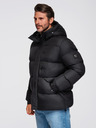 Ombre Clothing Férfi steppelt kabát magas cipzáros kapucnival - fekete V1 OM-JAHP-0238 Ombre Clothing