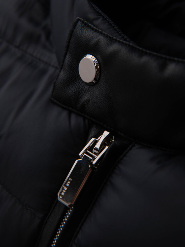 Ombre Clothing Férfi steppelt klasszikus kabát magas gallérral - fekete V1 OM-JALP-0261 Ombre Clothing