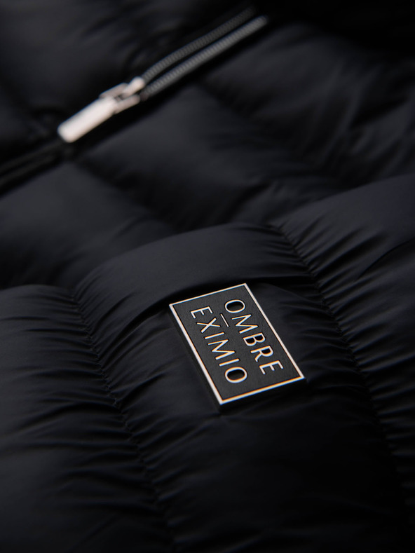 Ombre Clothing Férfi steppelt klasszikus kabát magas gallérral - fekete V1 OM-JALP-0261 Ombre Clothing