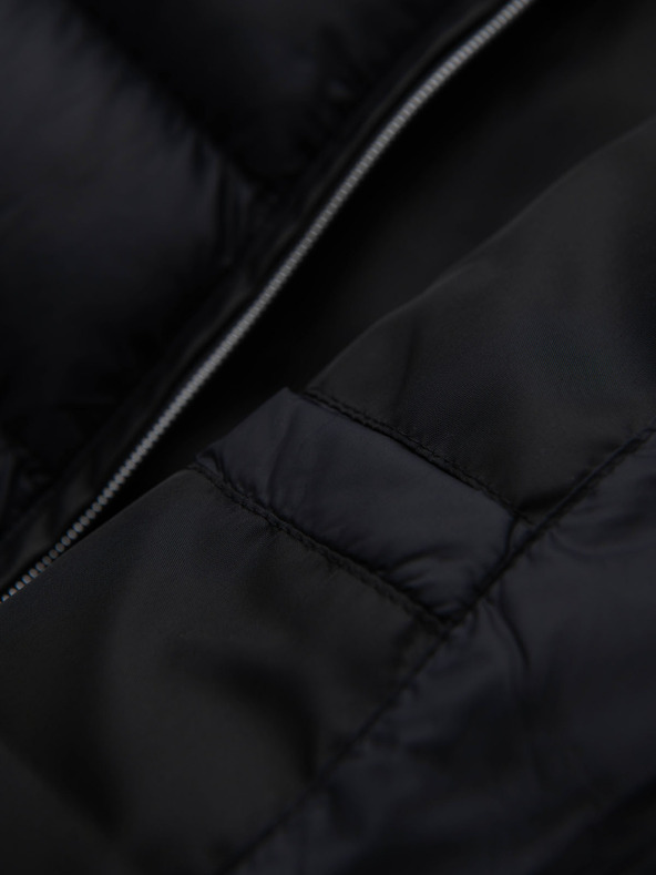 Ombre Clothing Férfi steppelt klasszikus kabát magas gallérral - fekete V1 OM-JALP-0261 Ombre Clothing