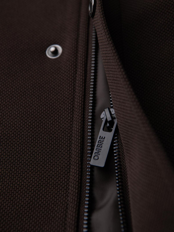 Ombre Clothing Férfi strukturált kabát magas gallérral - sötétbarna V5 OM-COWC-0136 Ombre Clothing