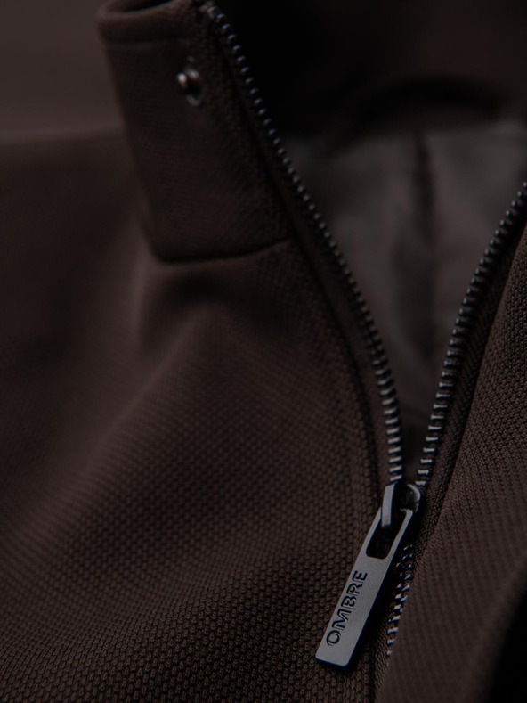 Ombre Clothing Férfi strukturált kabát magas gallérral - sötétbarna V5 OM-COWC-0136 Ombre Clothing