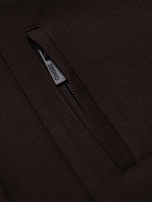 Ombre Clothing Férfi strukturált kabát magas gallérral - sötétbarna V5 OM-COWC-0136 Ombre Clothing