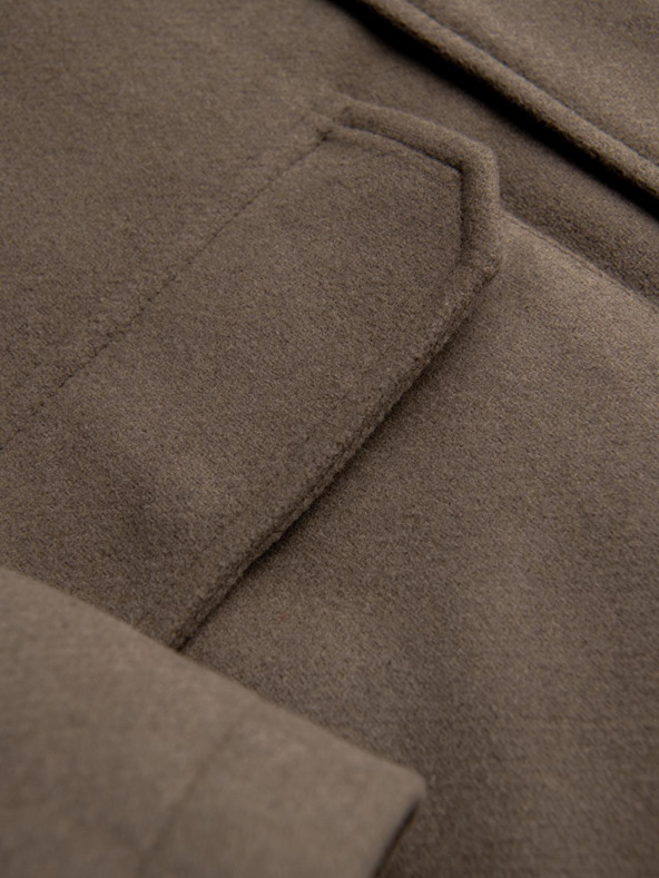 Ombre Clothing Férfi gyapjú parka kabát kapucnival - khaki V2 OM-COWC-0132 Ombre Clothing