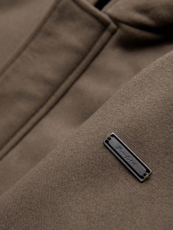 Ombre Clothing Férfi gyapjú parka kabát kapucnival - khaki V2 OM-COWC-0132 Ombre Clothing