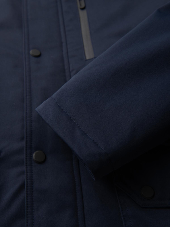 Ombre Clothing Férfi hosszú parka kabát birka bőrrel - sötétkék V2 OM-JAPJ-0316 Ombre Clothing