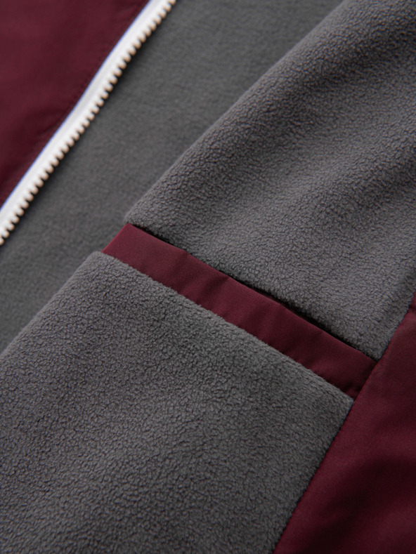 Ombre Clothing Férfi könnyű kabát regular fit béléssel és kapucnival - burgundi szürke V3 OM-JANP-0242 Ombre Clothing