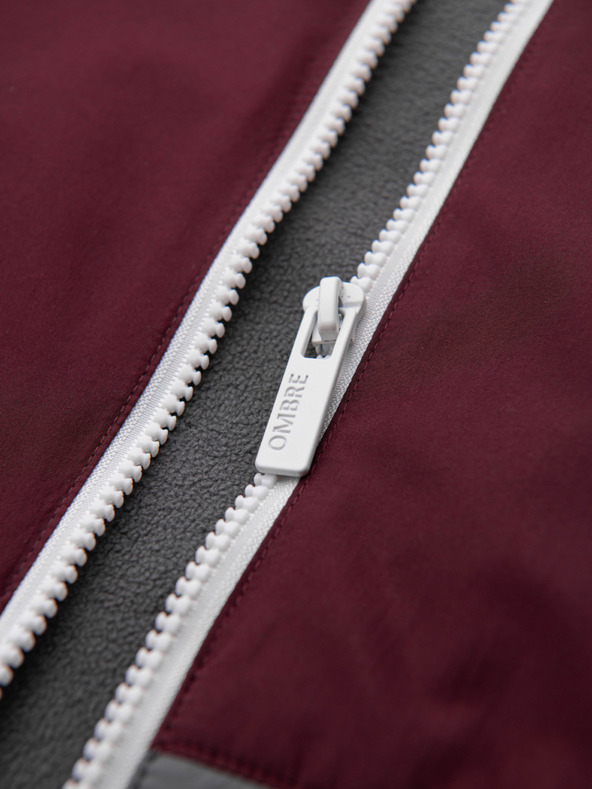 Ombre Clothing Férfi könnyű kabát regular fit béléssel és kapucnival - burgundi szürke V3 OM-JANP-0242 Ombre Clothing